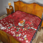 Australia Red - capped Robin Christmas In July Quilt Aussie Passerine Bird Merry Xmas