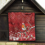 Australia Red - capped Robin Christmas In July Quilt Aussie Passerine Bird Merry Xmas