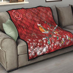 Australia Red - capped Robin Christmas In July Quilt Aussie Passerine Bird Merry Xmas