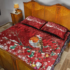 Australia Red - capped Robin Christmas In July Quilt Bed Set Aussie Passerine Bird Merry Xmas