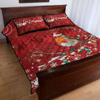 Australia Red - capped Robin Christmas In July Quilt Bed Set Aussie Passerine Bird Merry Xmas