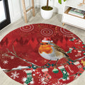 Australia Red - capped Robin Christmas In July Round Carpet Aussie Passerine Bird Merry Xmas