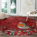 Australia Red - capped Robin Christmas In July Round Carpet Aussie Passerine Bird Merry Xmas