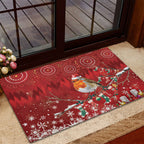 Australia Red - capped Robin Christmas In July Rubber Doormat Aussie Passerine Bird Merry Xmas