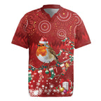 Australia Red - capped Robin Christmas In July Rugby Jersey Aussie Passerine Bird Merry Xmas