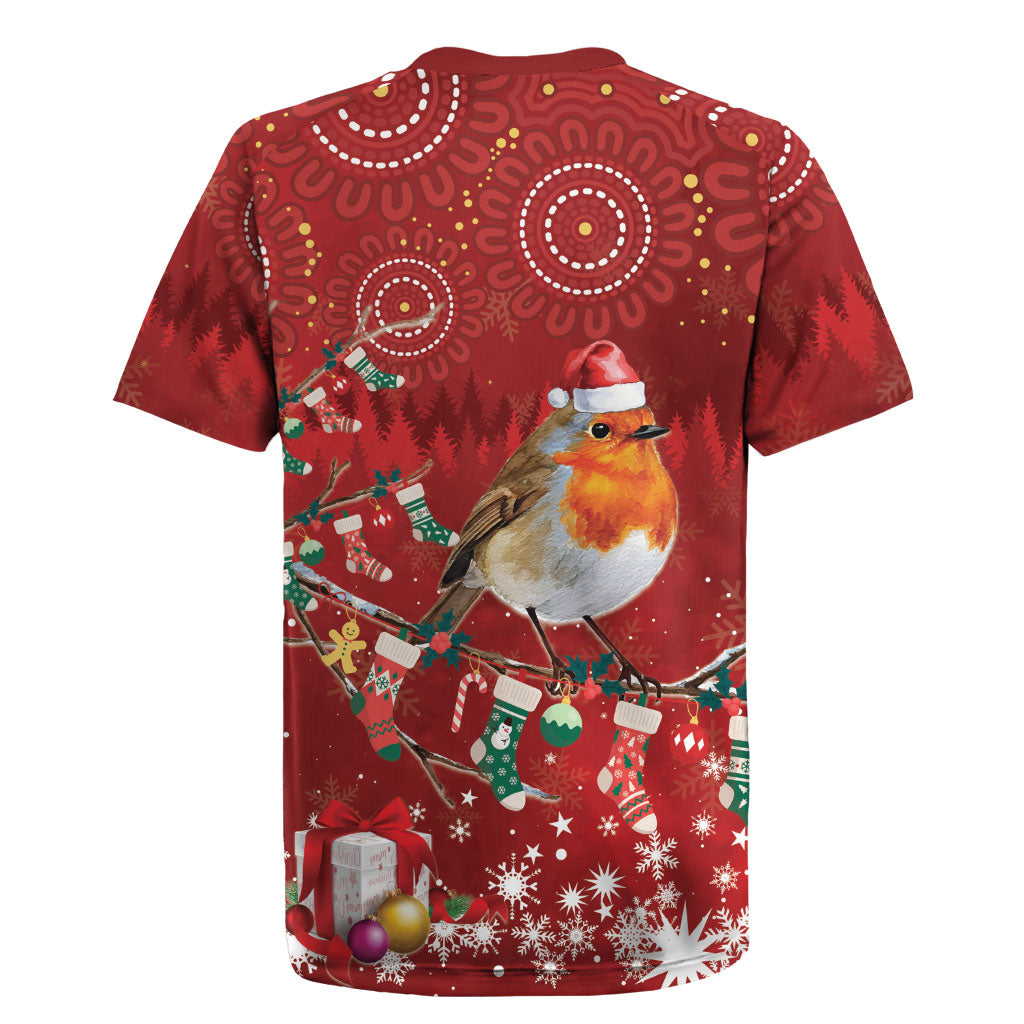 Australia Red - capped Robin Christmas In July Rugby Jersey Aussie Passerine Bird Merry Xmas
