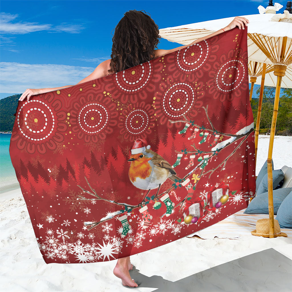 Australia Red - capped Robin Christmas In July Sarong Aussie Passerine Bird Merry Xmas