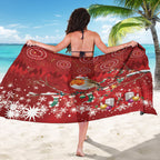 Australia Red - capped Robin Christmas In July Sarong Aussie Passerine Bird Merry Xmas