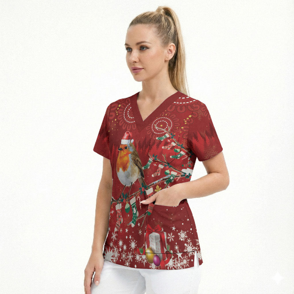 Australia Red - capped Robin Christmas In July Scrub Top Aussie Passerine Bird Merry Xmas