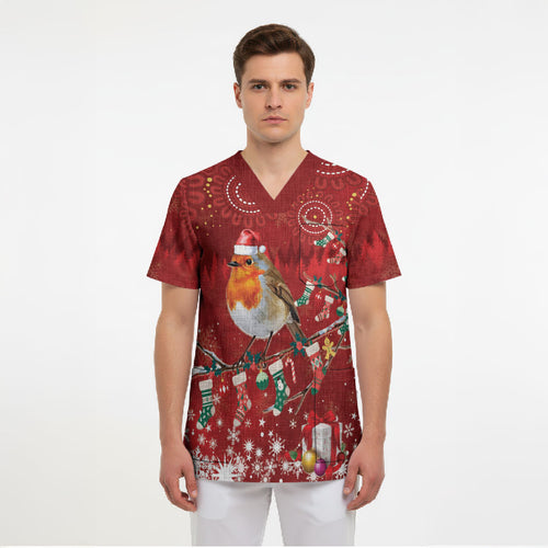 Australia Red - capped Robin Christmas In July Scrub Top Aussie Passerine Bird Merry Xmas