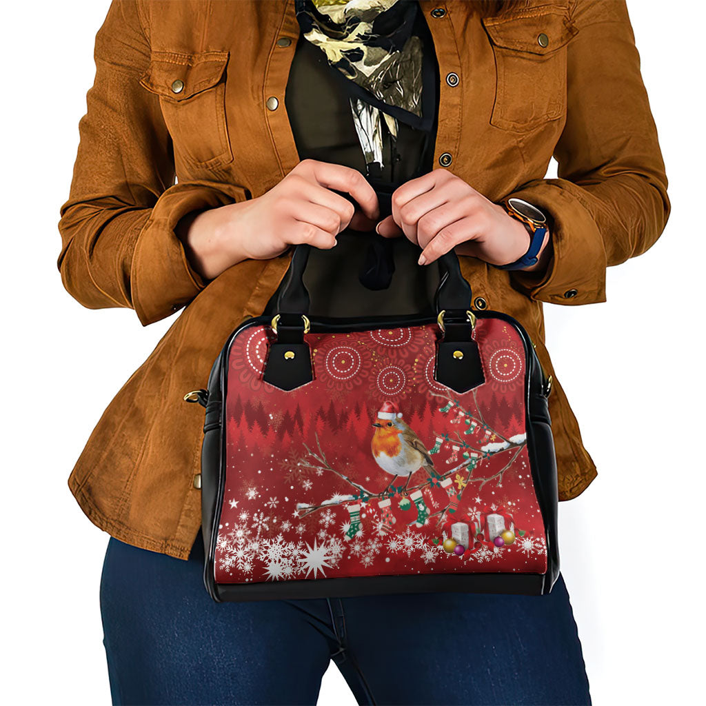 Australia Red - capped Robin Christmas In July Shoulder Handbag Aussie Passerine Bird Merry Xmas
