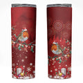 Australia Red - capped Robin Christmas In July Skinny Tumbler Aussie Passerine Bird Merry Xmas