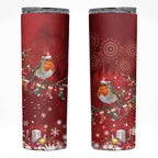 Australia Red - capped Robin Christmas In July Skinny Tumbler Aussie Passerine Bird Merry Xmas