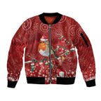 Australia Red - capped Robin Christmas In July Sleeve Zip Bomber Jacket Aussie Passerine Bird Merry Xmas