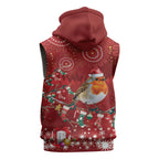 Australia Red - capped Robin Christmas In July Sleeveless Hoodie Aussie Passerine Bird Merry Xmas