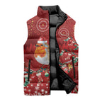 Australia Red - capped Robin Christmas In July Sleeveless Puffer Jacket Aussie Passerine Bird Merry Xmas