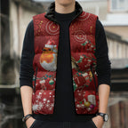 Australia Red - capped Robin Christmas In July Sleeveless Puffer Jacket Aussie Passerine Bird Merry Xmas