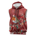 Australia Red - capped Robin Christmas In July Sleeveless Zip Hoodie Aussie Passerine Bird Merry Xmas