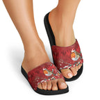 Australia Red - capped Robin Christmas In July Slide Sandals Aussie Passerine Bird Merry Xmas