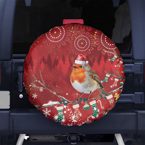 Australia Red - capped Robin Christmas In July Spare Tire Cover Aussie Passerine Bird Merry Xmas