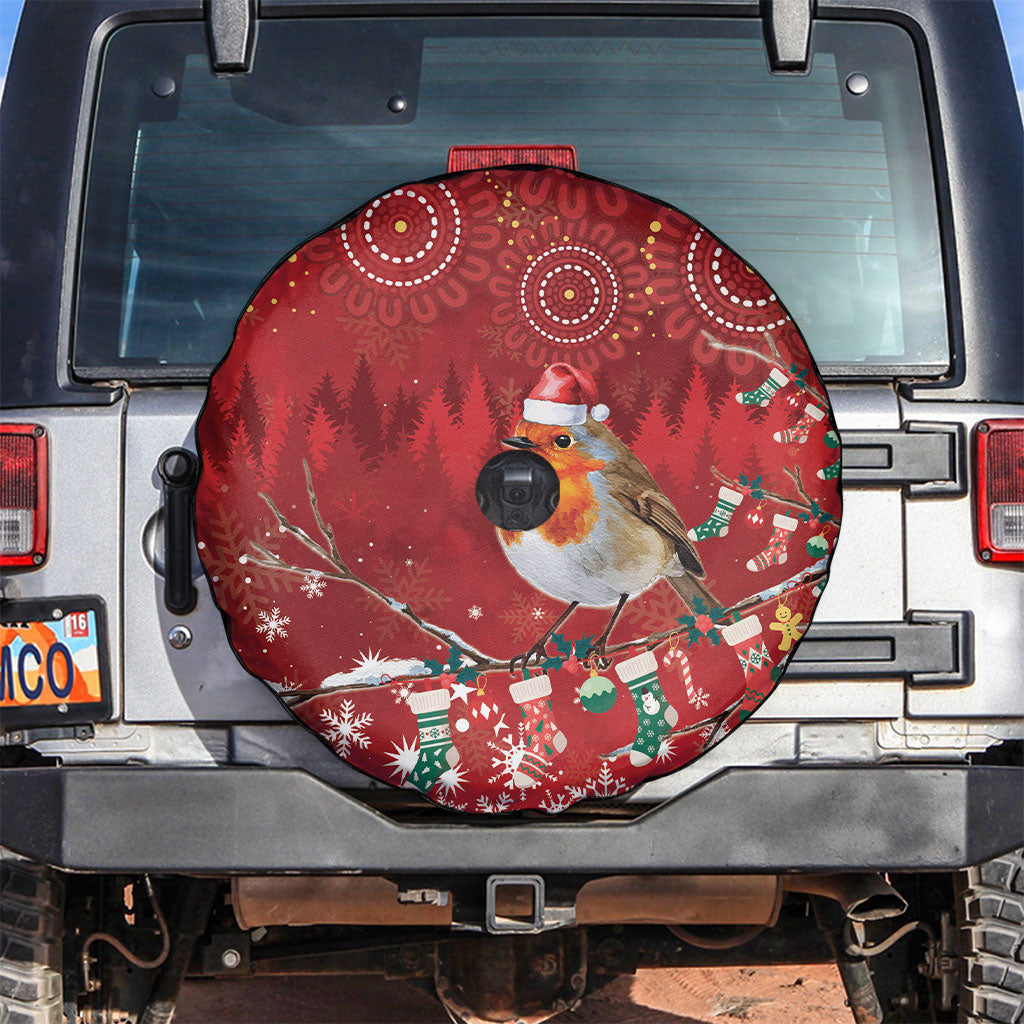 Australia Red - capped Robin Christmas In July Spare Tire Cover Aussie Passerine Bird Merry Xmas