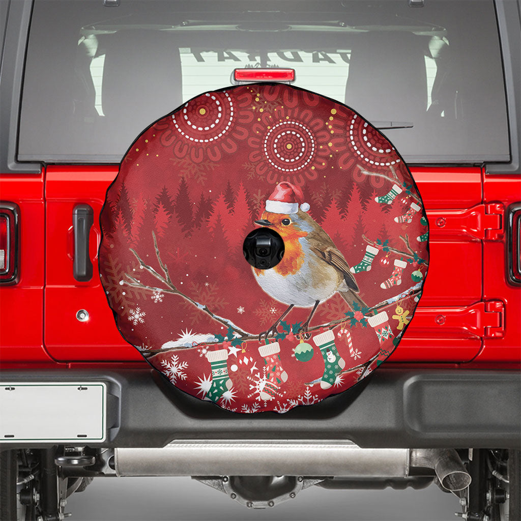 Australia Red - capped Robin Christmas In July Spare Tire Cover Aussie Passerine Bird Merry Xmas
