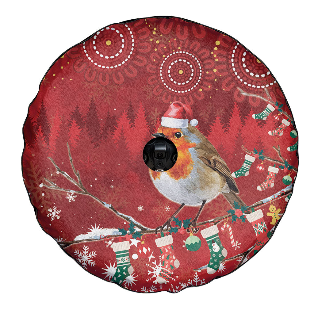 Australia Red - capped Robin Christmas In July Spare Tire Cover Aussie Passerine Bird Merry Xmas