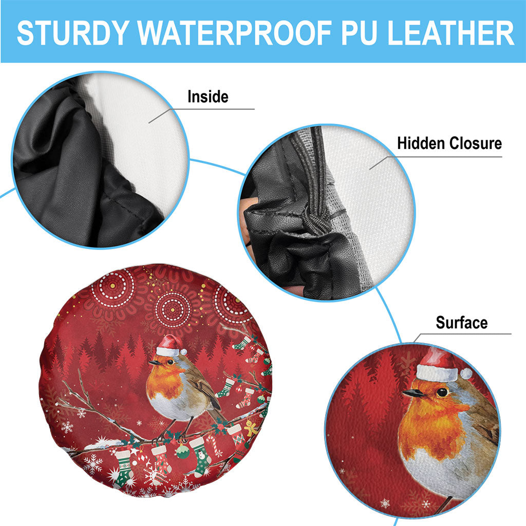 Australia Red - capped Robin Christmas In July Spare Tire Cover Aussie Passerine Bird Merry Xmas