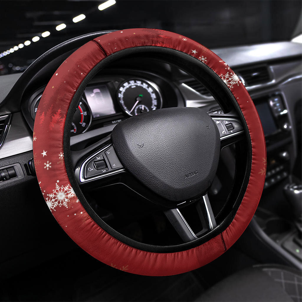 Australia Red - capped Robin Christmas In July Steering Wheel Cover Aussie Passerine Bird Merry Xmas