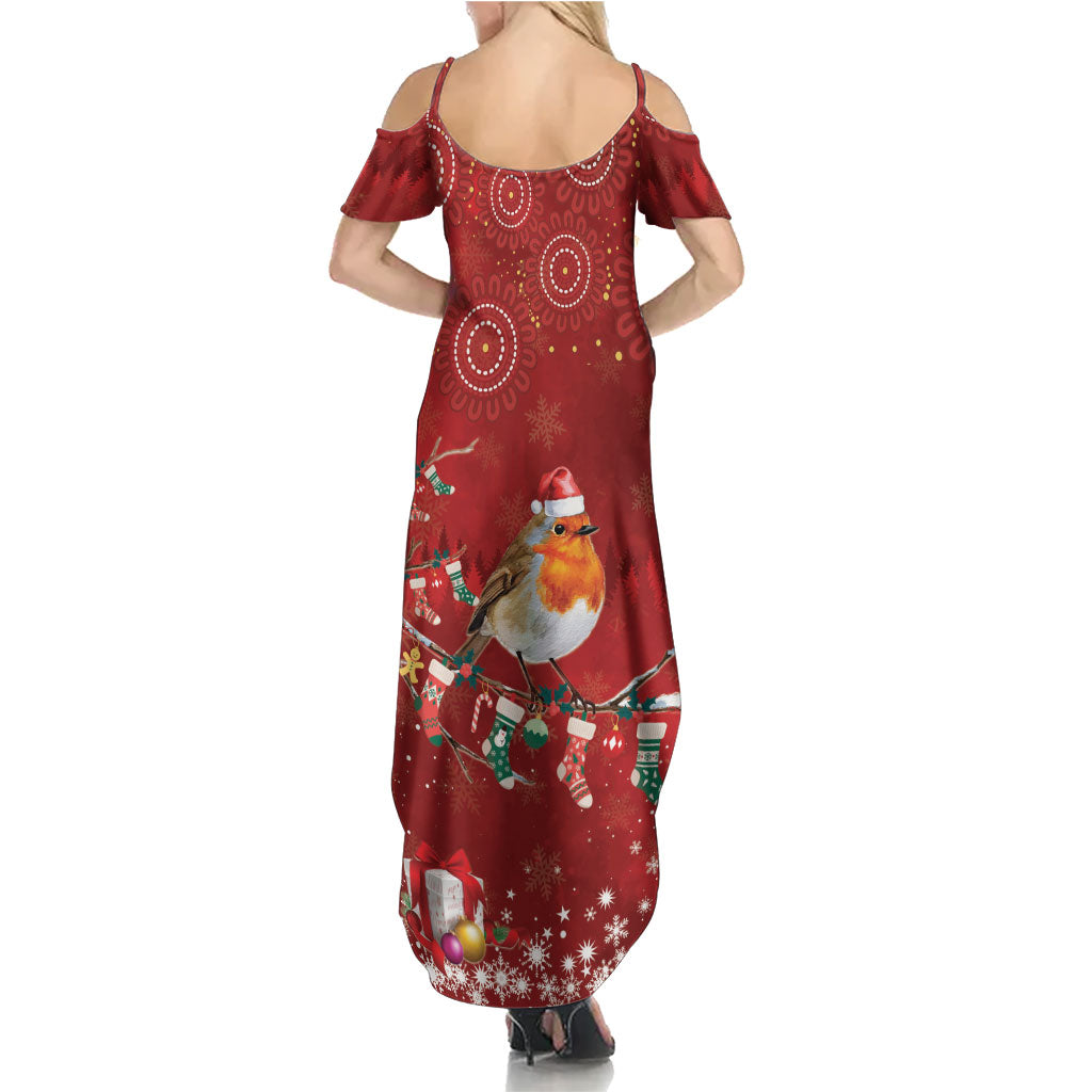 Australia Red - capped Robin Christmas In July Summer Maxi Dress Aussie Passerine Bird Merry Xmas