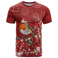 Australia Red - capped Robin Christmas In July T Shirt Aussie Passerine Bird Merry Xmas