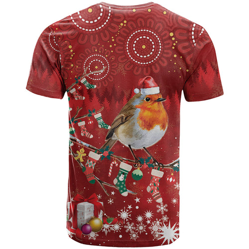 Australia Red - capped Robin Christmas In July T Shirt Aussie Passerine Bird Merry Xmas