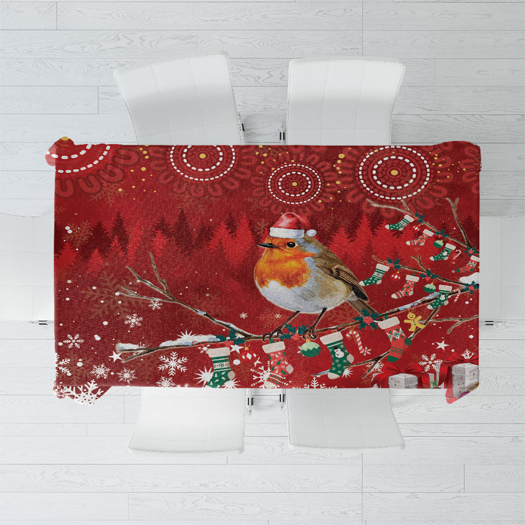 Australia Red - capped Robin Christmas In July Tablecloth Aussie Passerine Bird Merry Xmas