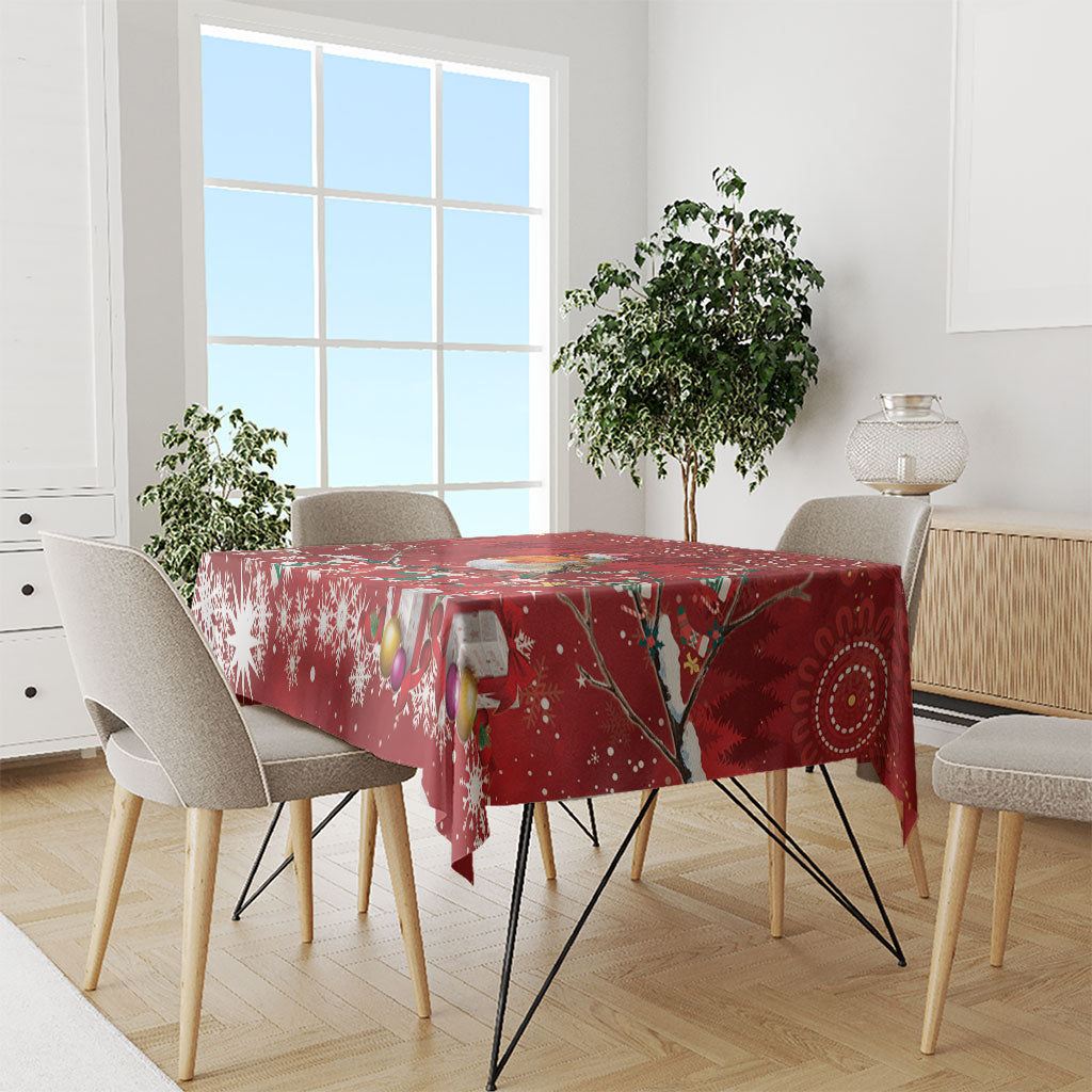 Australia Red - capped Robin Christmas In July Tablecloth Aussie Passerine Bird Merry Xmas