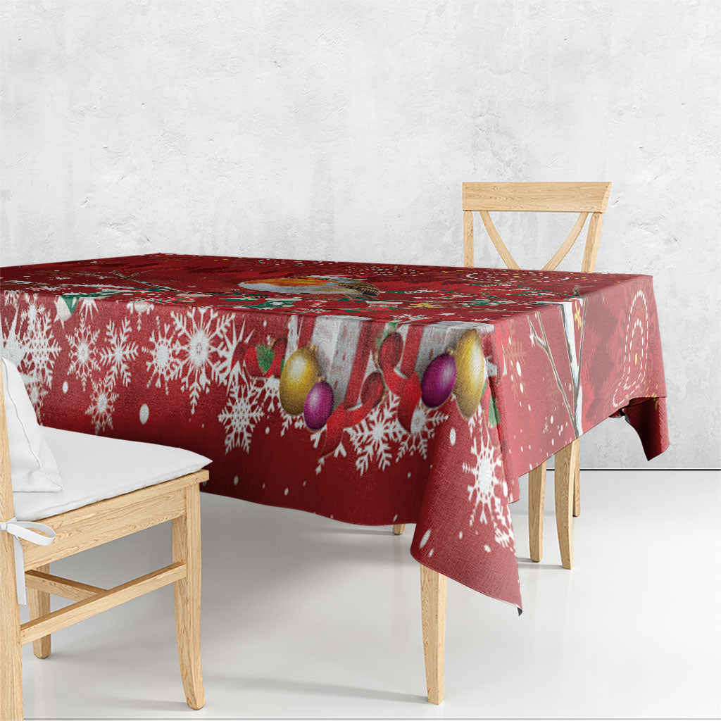 Australia Red - capped Robin Christmas In July Tablecloth Aussie Passerine Bird Merry Xmas