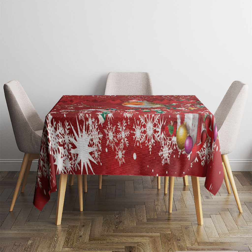 Australia Red - capped Robin Christmas In July Tablecloth Aussie Passerine Bird Merry Xmas