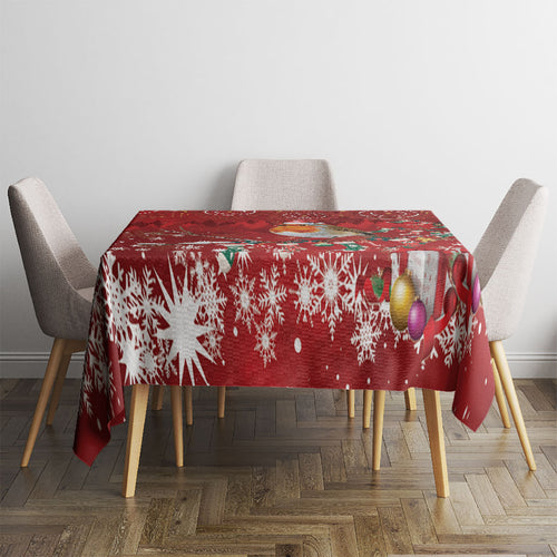 Australia Red - capped Robin Christmas In July Tablecloth Aussie Passerine Bird Merry Xmas