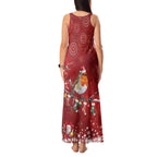 Australia Red - capped Robin Christmas In July Tank Maxi Dress Aussie Passerine Bird Merry Xmas
