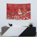 Australia Red - capped Robin Christmas In July Tapestry Aussie Passerine Bird Merry Xmas