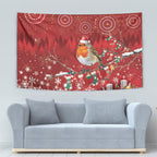 Australia Red - capped Robin Christmas In July Tapestry Aussie Passerine Bird Merry Xmas