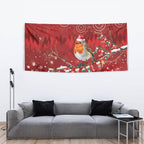 Australia Red - capped Robin Christmas In July Tapestry Aussie Passerine Bird Merry Xmas