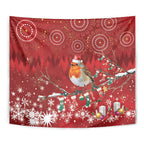 Australia Red - capped Robin Christmas In July Tapestry Aussie Passerine Bird Merry Xmas