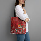 Australia Red - capped Robin Christmas In July Tote Bag Aussie Passerine Bird Merry Xmas