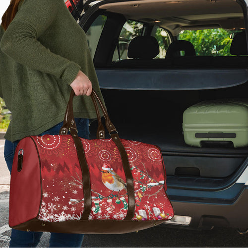 Australia Red - capped Robin Christmas In July Travel Bag Aussie Passerine Bird Merry Xmas
