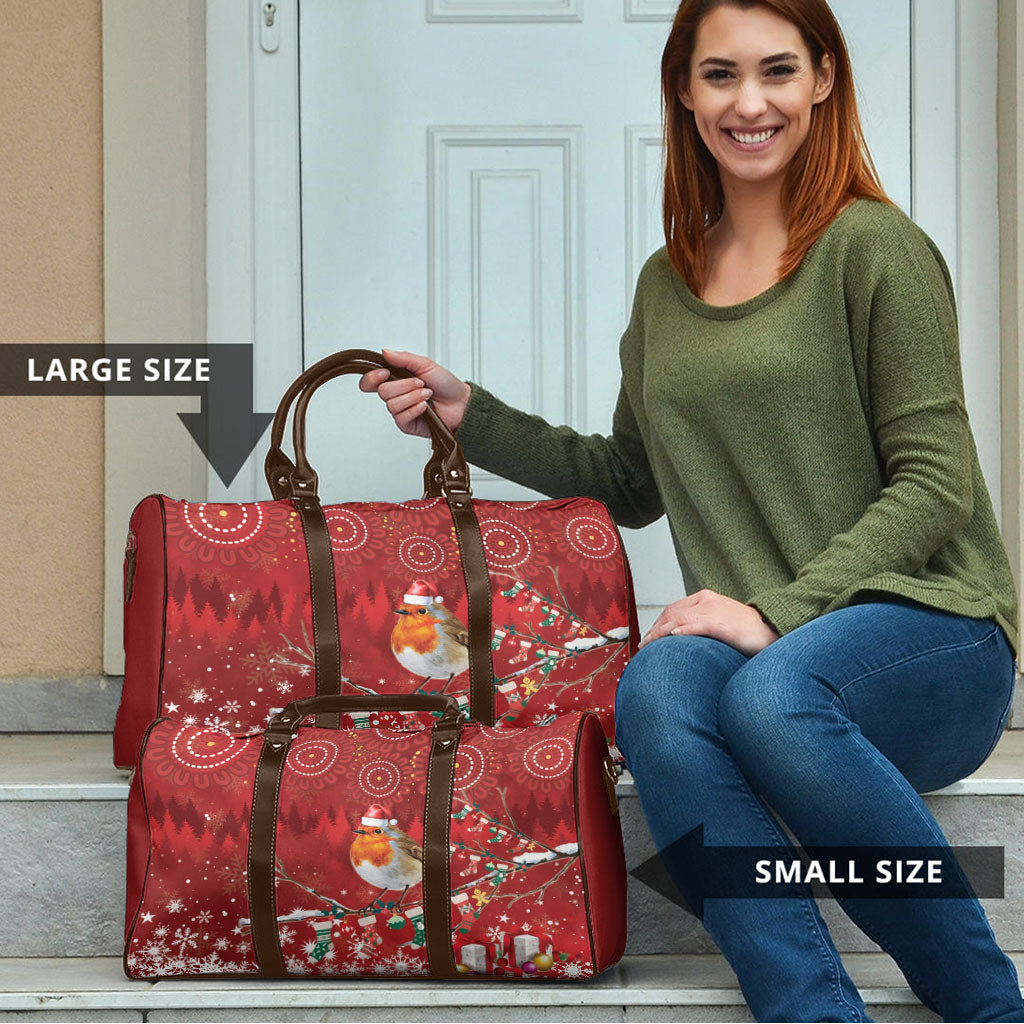 Australia Red - capped Robin Christmas In July Travel Bag Aussie Passerine Bird Merry Xmas