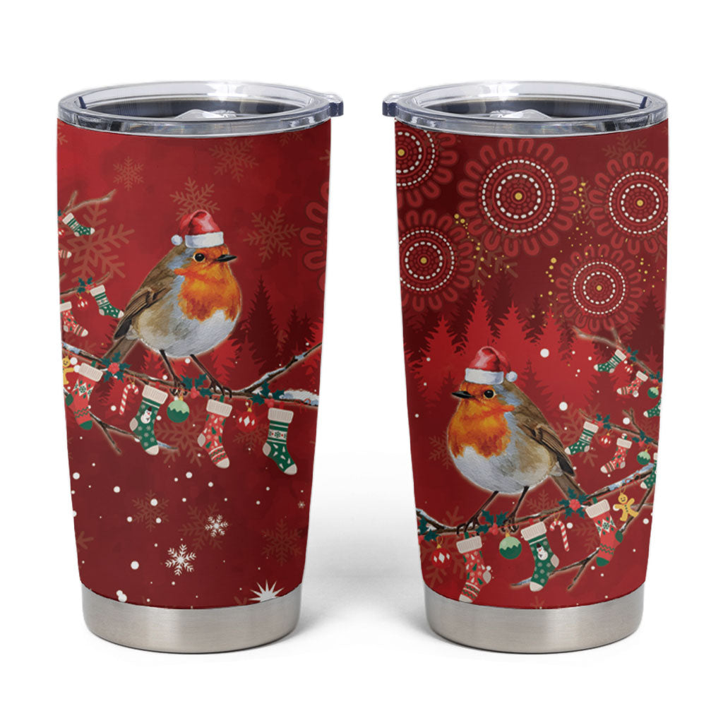 Australia Red - capped Robin Christmas In July Tumbler Cup Aussie Passerine Bird Merry Xmas