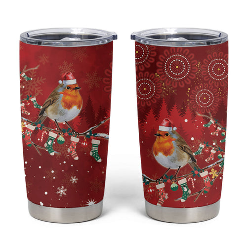Australia Red - capped Robin Christmas In July Tumbler Cup Aussie Passerine Bird Merry Xmas