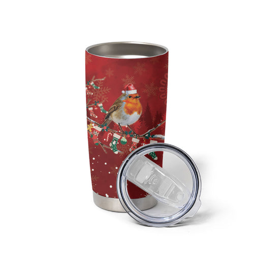 Australia Red - capped Robin Christmas In July Tumbler Cup Aussie Passerine Bird Merry Xmas