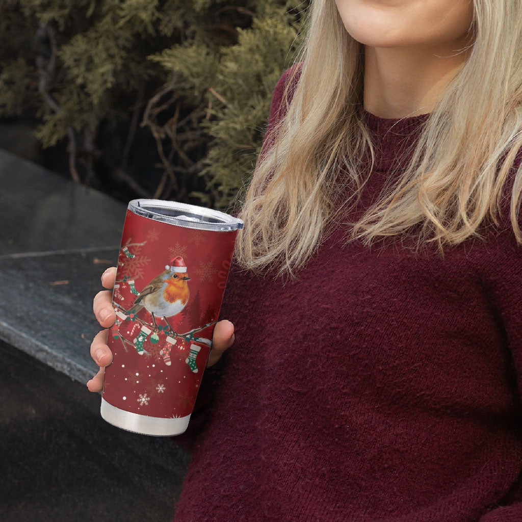 Australia Red - capped Robin Christmas In July Tumbler Cup Aussie Passerine Bird Merry Xmas