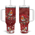 Australia Red - capped Robin Christmas In July Tumbler With Handle Aussie Passerine Bird Merry Xmas